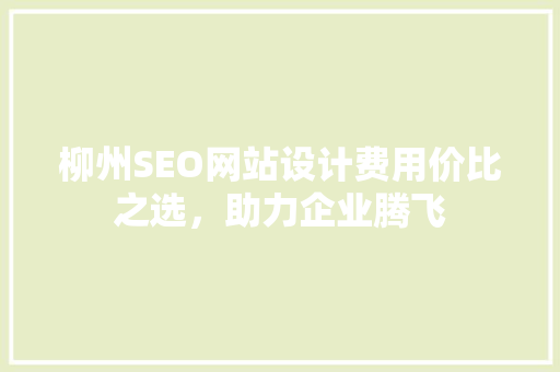 柳州SEO网站设计费用价比之选，助力企业腾飞