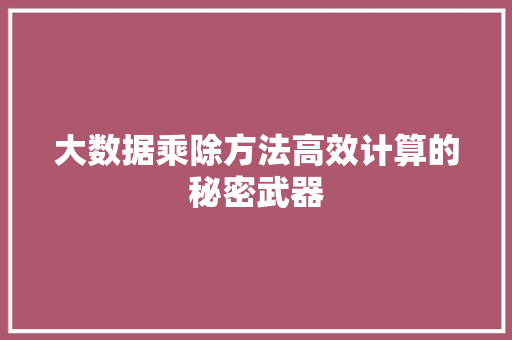 大数据乘除方法高效计算的秘密武器  第1张