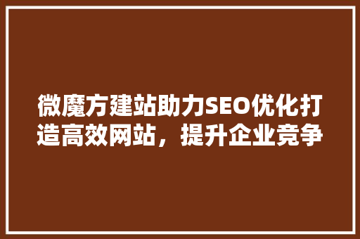 微魔方建站助力SEO优化打造高效网站，提升企业竞争力