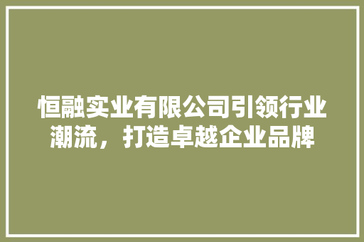 恒融实业有限公司引领行业潮流，打造卓越企业品牌