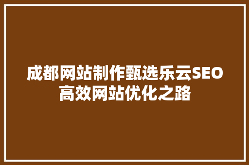 成都网站制作甄选乐云SEO高效网站优化之路