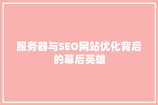 服务器与SEO网站优化背后的幕后英雄