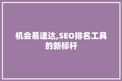 机会易速达,SEO排名工具的新标杆