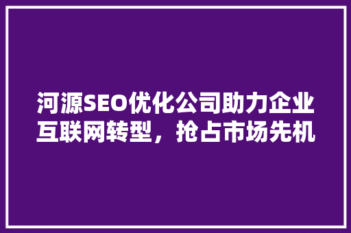 河源SEO优化公司助力企业互联网转型，抢占市场先机