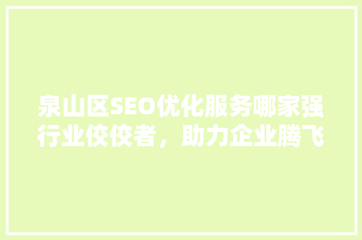 泉山区SEO优化服务哪家强行业佼佼者，助力企业腾飞
