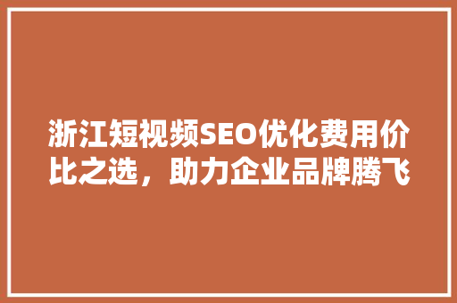 浙江短视频SEO优化费用价比之选，助力企业品牌腾飞