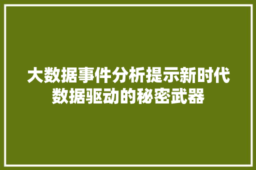 大数据事件分析提示新时代数据驱动的秘密武器