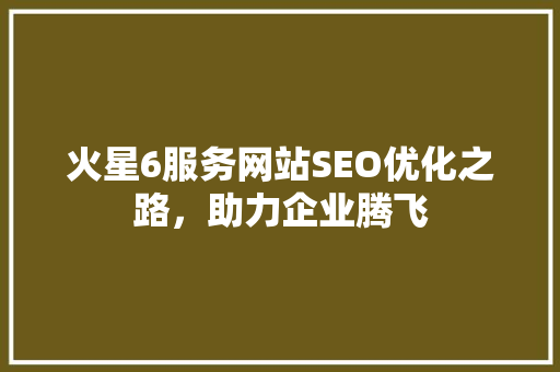 火星6服务网站SEO优化之路，助力企业腾飞