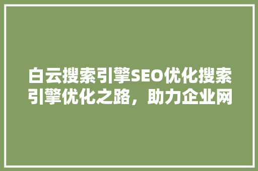 白云搜索引擎SEO优化搜索引擎优化之路，助力企业网站排名提升