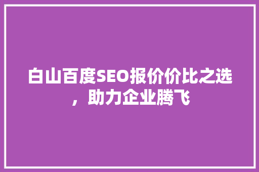 白山百度SEO报价价比之选，助力企业腾飞
