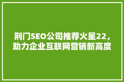 荆门SEO公司推荐火星22，助力企业互联网营销新高度