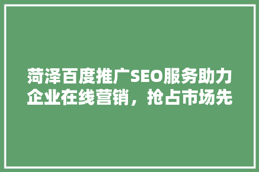 菏泽百度推广SEO服务助力企业在线营销，抢占市场先机  第1张