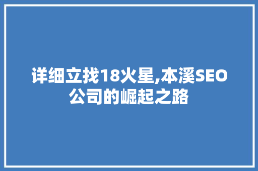 详细立找18火星,本溪SEO公司的崛起之路