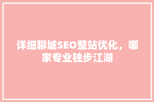 详细聊城SEO整站优化，哪家专业独步江湖