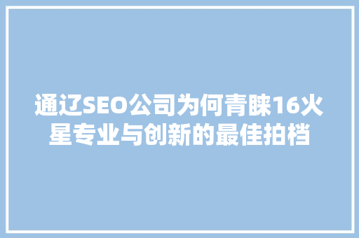 通辽SEO公司为何青睐16火星专业与创新的最佳拍档