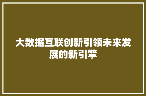 大数据互联创新引领未来发展的新引擎  第1张