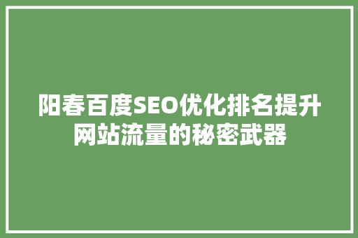 阳春百度SEO优化排名提升网站流量的秘密武器