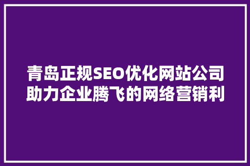 青岛正规SEO优化网站公司助力企业腾飞的网络营销利器