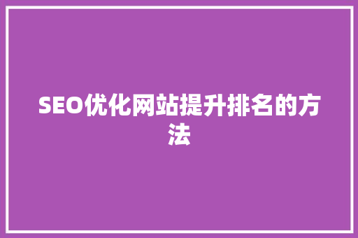 SEO优化网站提升排名的方法  第1张