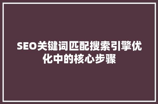 SEO关键词匹配搜索引擎优化中的核心步骤