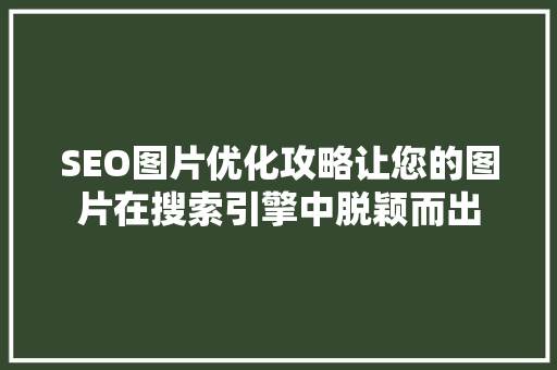 SEO图片优化攻略让您的图片在搜索引擎中脱颖而出