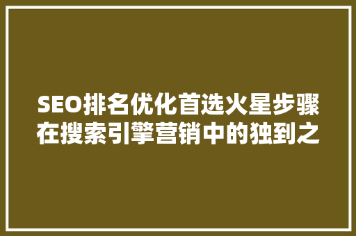 SEO排名优化首选火星步骤在搜索引擎营销中的独到之处