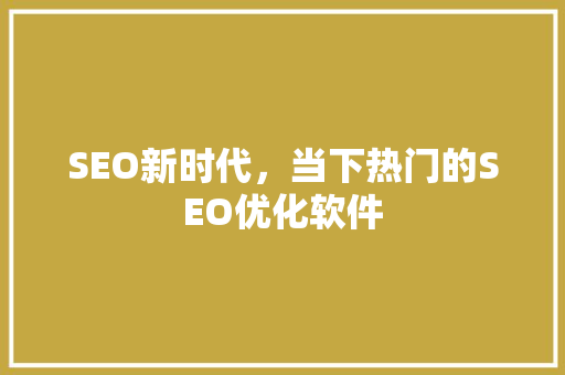 SEO新时代，当下热门的SEO优化软件