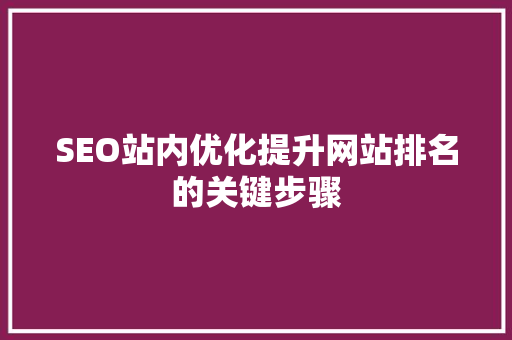 SEO站内优化提升网站排名的关键步骤