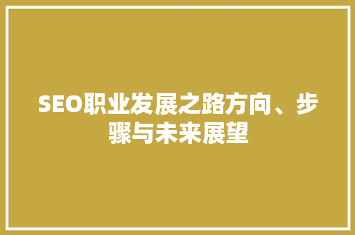 SEO职业发展之路方向、步骤与未来展望