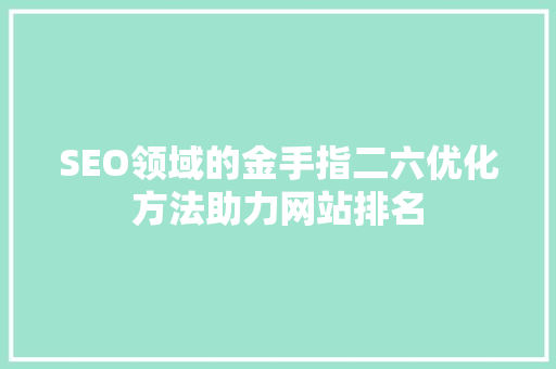 SEO领域的金手指二六优化方法助力网站排名