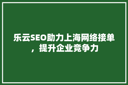 乐云SEO助力上海网络接单，提升企业竞争力