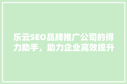 乐云SEO品牌推广公司的得力助手，助力企业高效提升网站排名