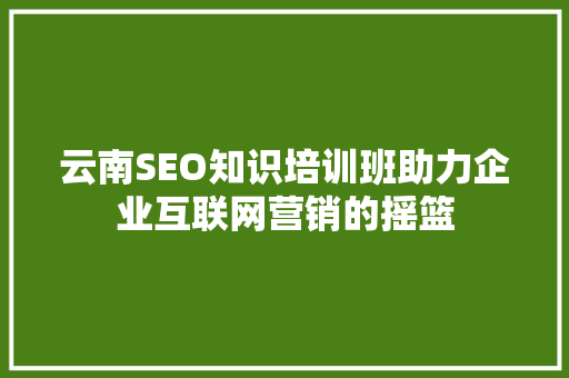 云南SEO知识培训班助力企业互联网营销的摇篮