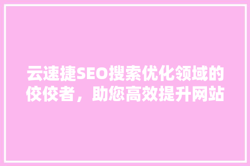 云速捷SEO搜索优化领域的佼佼者，助您高效提升网站排名