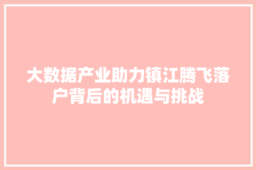 大数据产业助力镇江腾飞落户背后的机遇与挑战  第1张