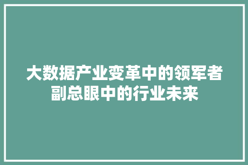大数据产业变革中的领军者副总眼中的行业未来  第1张