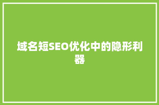 域名短SEO优化中的隐形利器