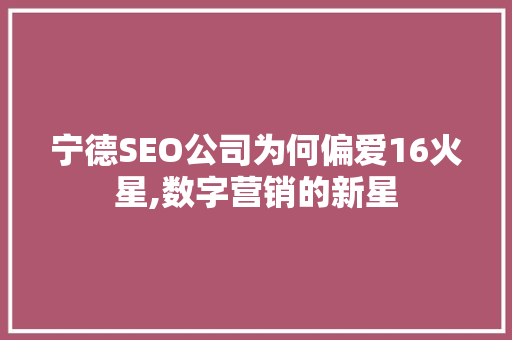 宁德SEO公司为何偏爱16火星,数字营销的新星