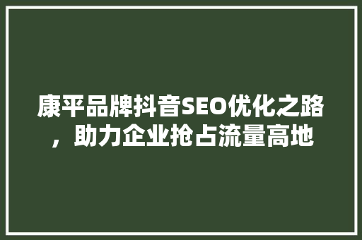 康平品牌抖音SEO优化之路，助力企业抢占流量高地