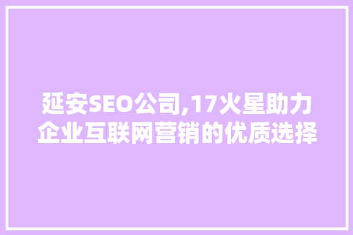延安SEO公司,17火星助力企业互联网营销的优质选择