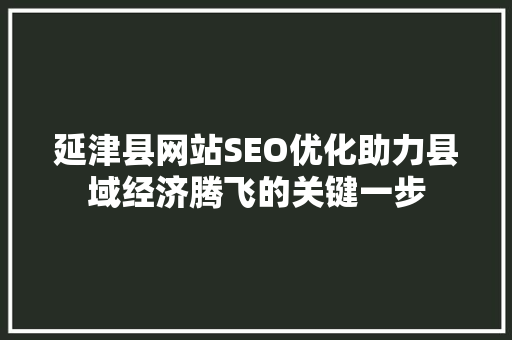 延津县网站SEO优化助力县域经济腾飞的关键一步
