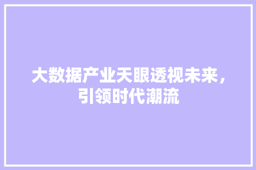 大数据产业天眼透视未来，引领时代潮流  第1张