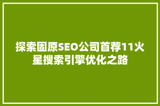 探索固原SEO公司首荐11火星搜索引擎优化之路