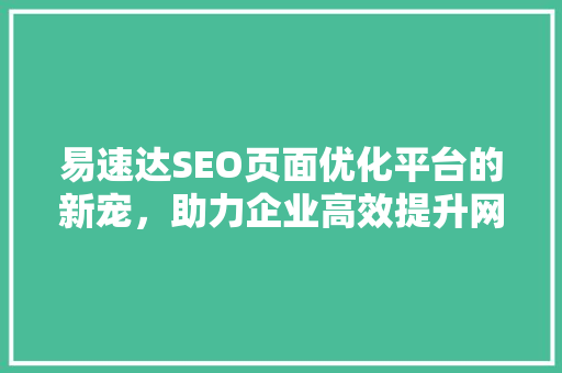 易速达SEO页面优化平台的新宠，助力企业高效提升网站排名