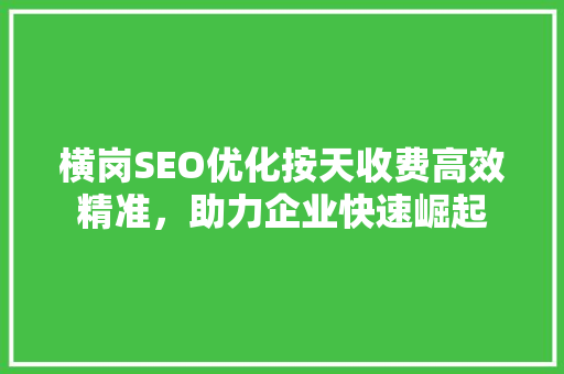 横岗SEO优化按天收费高效精准，助力企业快速崛起