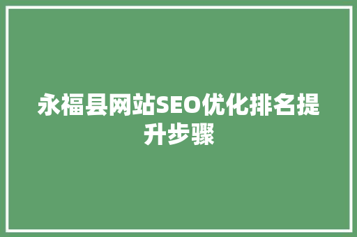 永福县网站SEO优化排名提升步骤