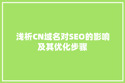 浅析CN域名对SEO的影响及其优化步骤