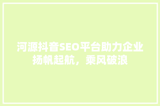 河源抖音SEO平台助力企业扬帆起航，乘风破浪  第1张