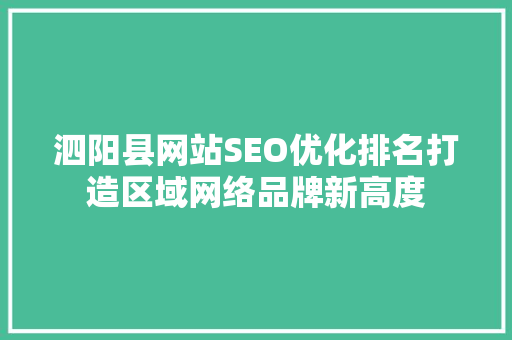 泗阳县网站SEO优化排名打造区域网络品牌新高度