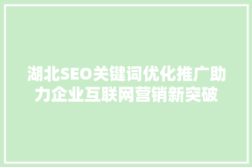 湖北SEO关键词优化推广助力企业互联网营销新突破